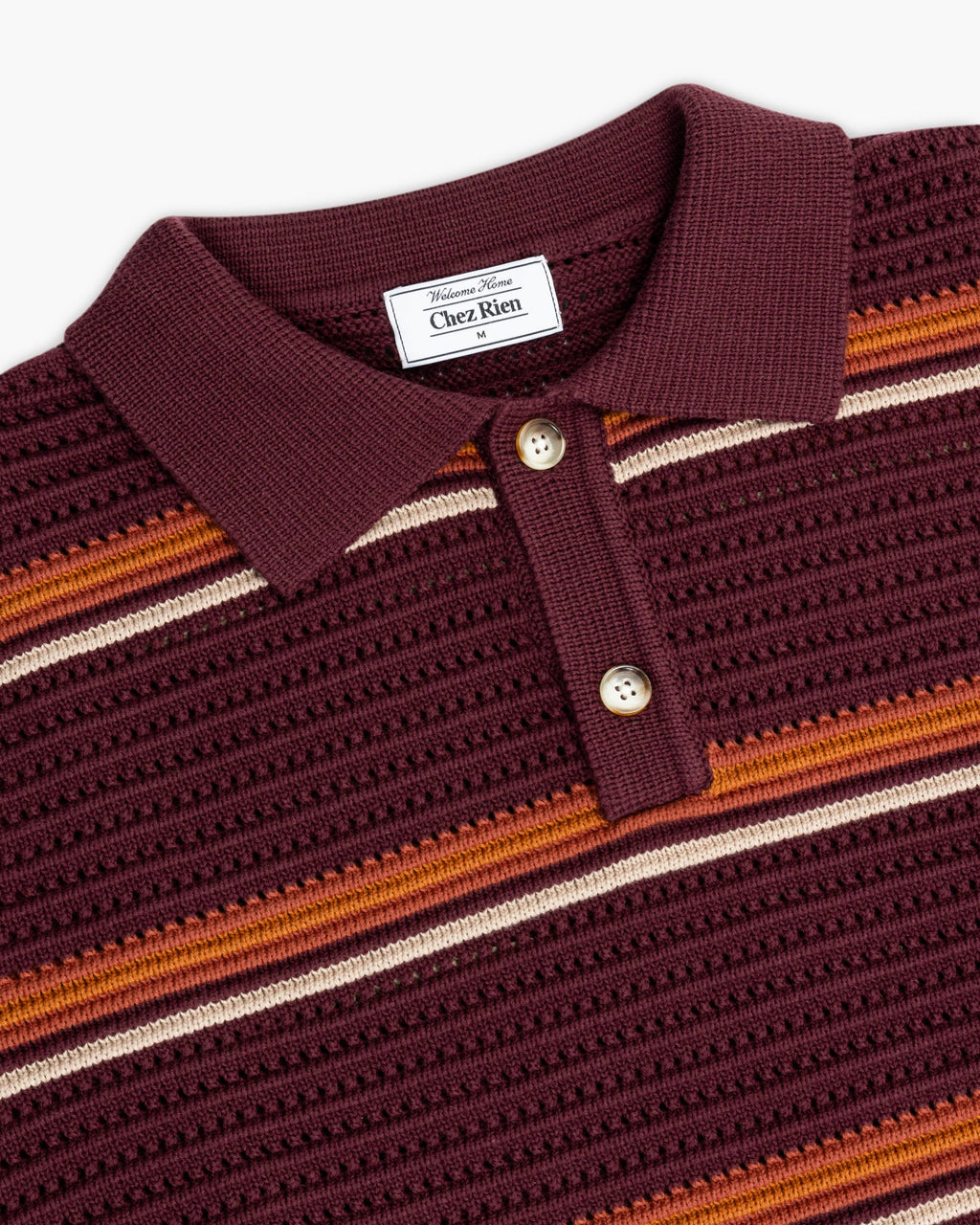 Chez Rien - Striped Open Knit Polo
