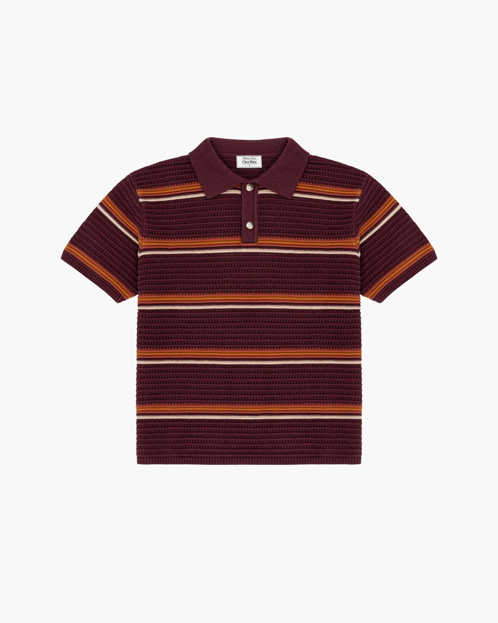Chez Rien - Striped Open Knit Polo
