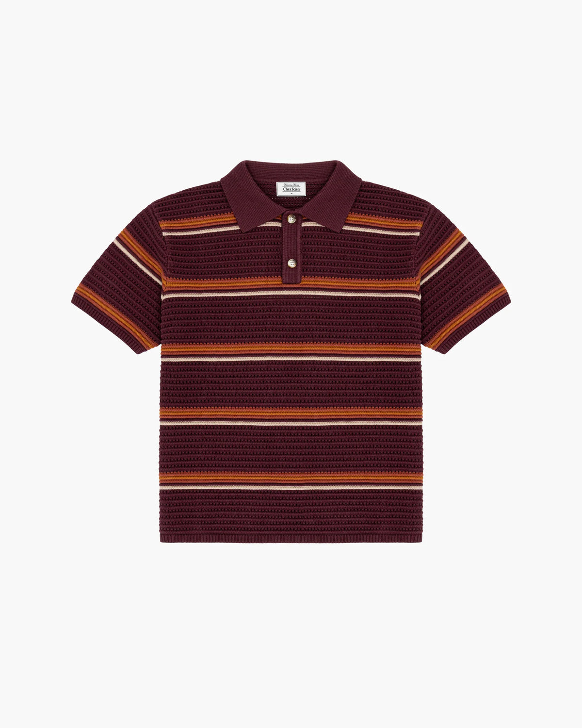 Chez Rien - Striped Open Knit Polo