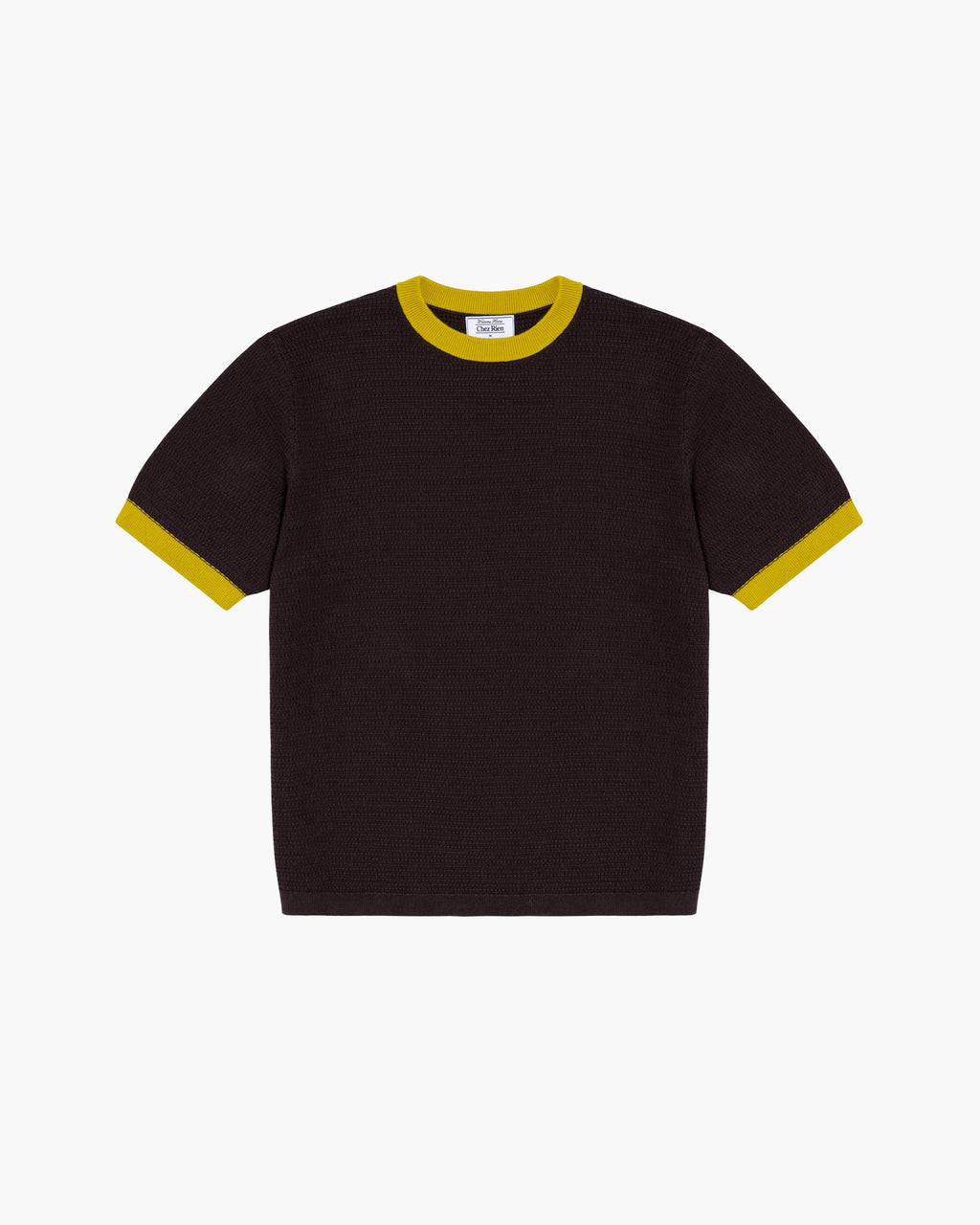 Chez Rien -  Textured Knit Ringer Tee