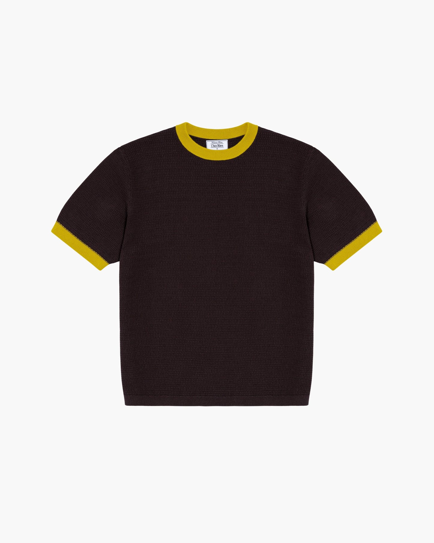 Chez Rien -  Textured Knit Ringer Tee