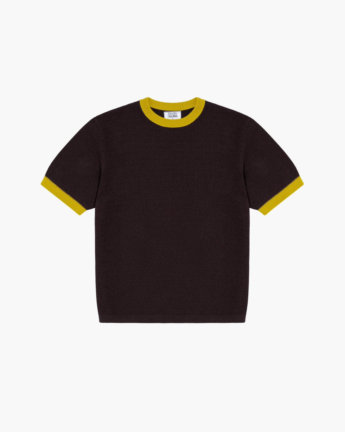 Chez Rien -  Textured Knit Ringer Tee