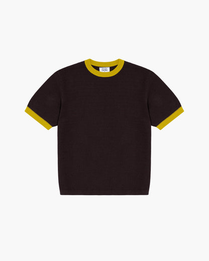 Chez Rien -  Textured Knit Ringer Tee