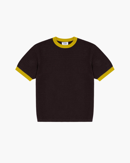 Chez Rien -  Textured Knit Ringer Tee