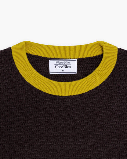 Chez Rien -  Textured Knit Ringer Tee
