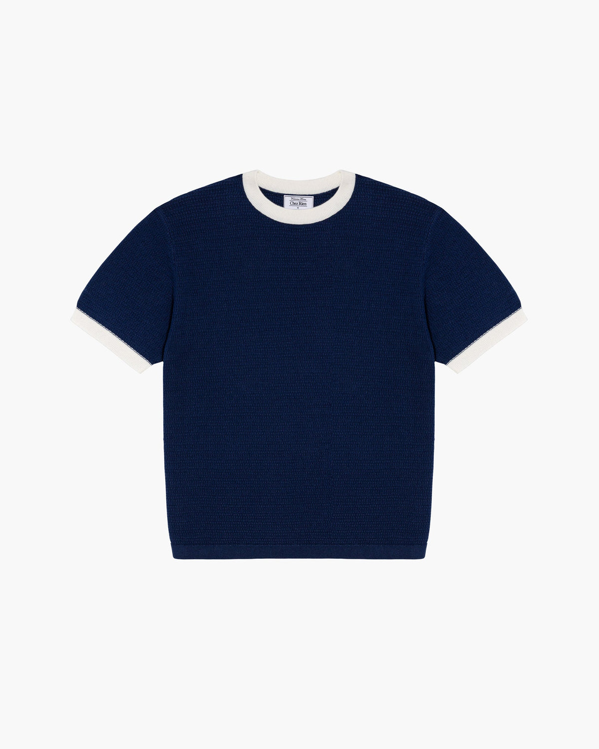 Chez Rien -  Textured Knit Ringer Tee