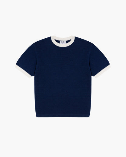 Chez Rien -  Textured Knit Ringer Tee