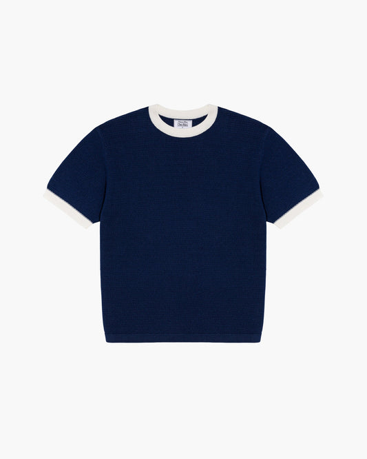 Chez Rien -  Textured Knit Ringer Tee