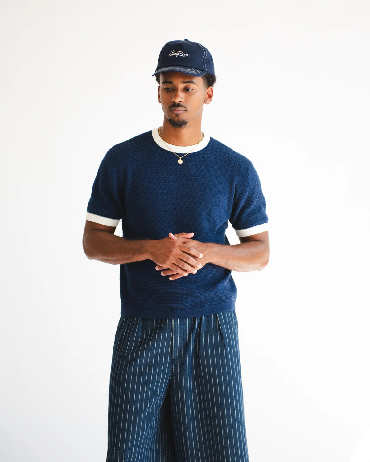 Chez Rien -  Textured Knit Ringer Tee