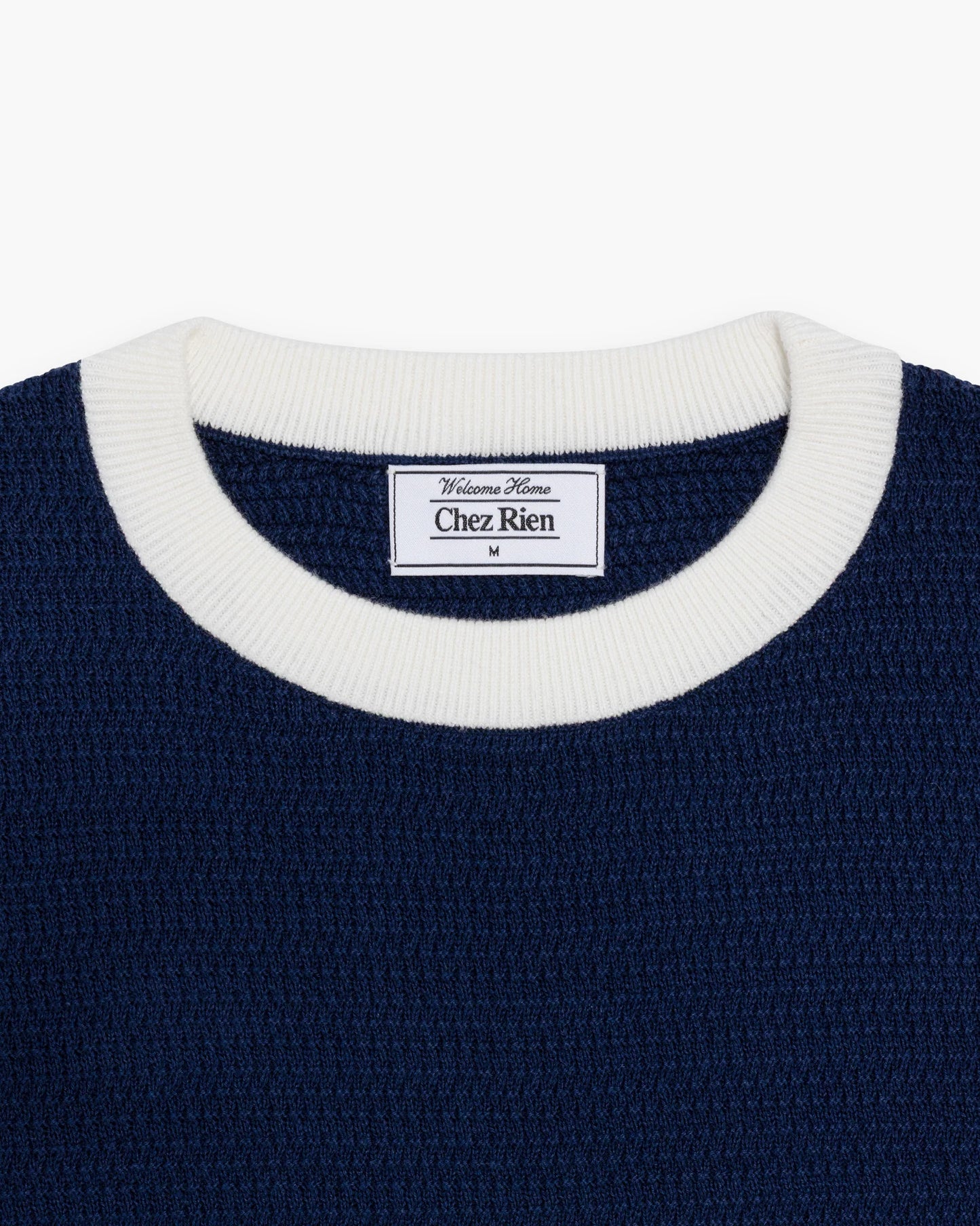 Chez Rien -  Textured Knit Ringer Tee