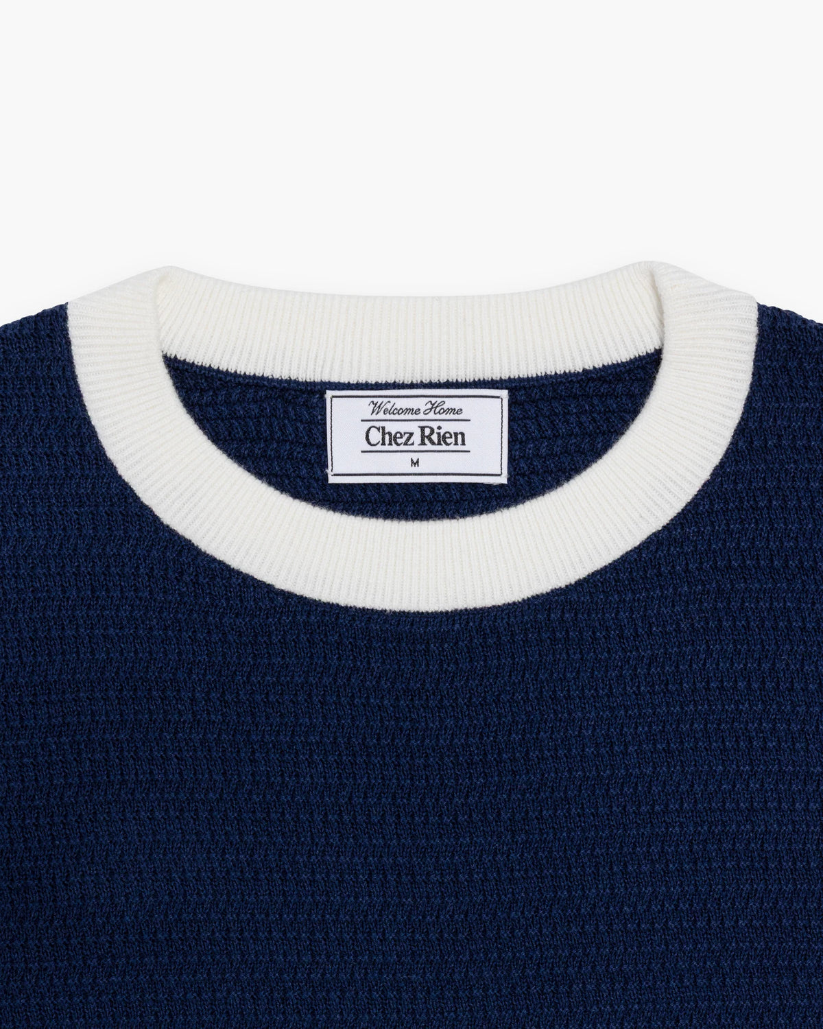 Chez Rien -  Textured Knit Ringer Tee
