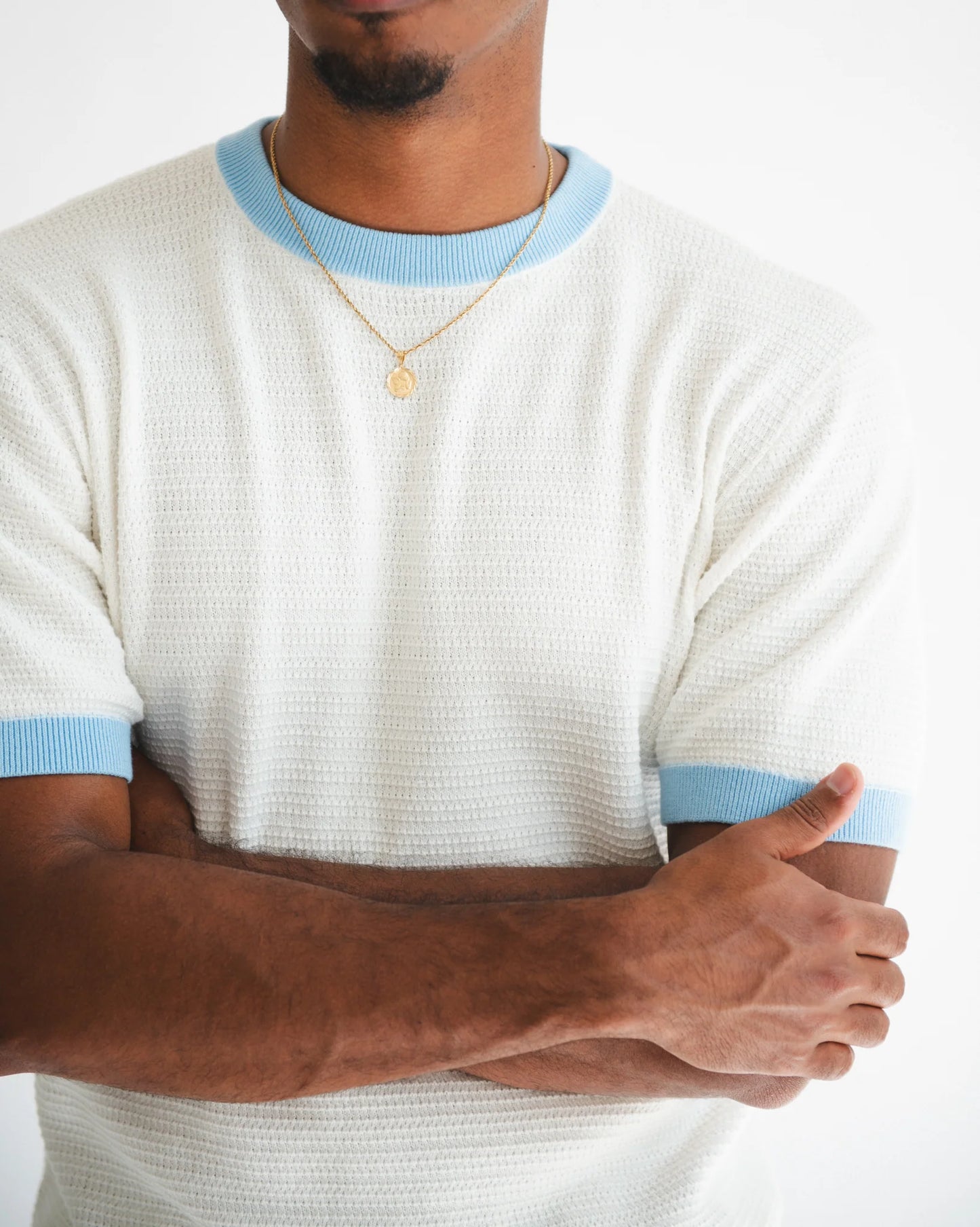Chez Rien -  Textured Knit Ringer Tee