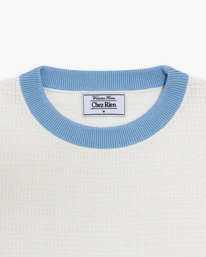 Chez Rien -  Textured Knit Ringer Tee