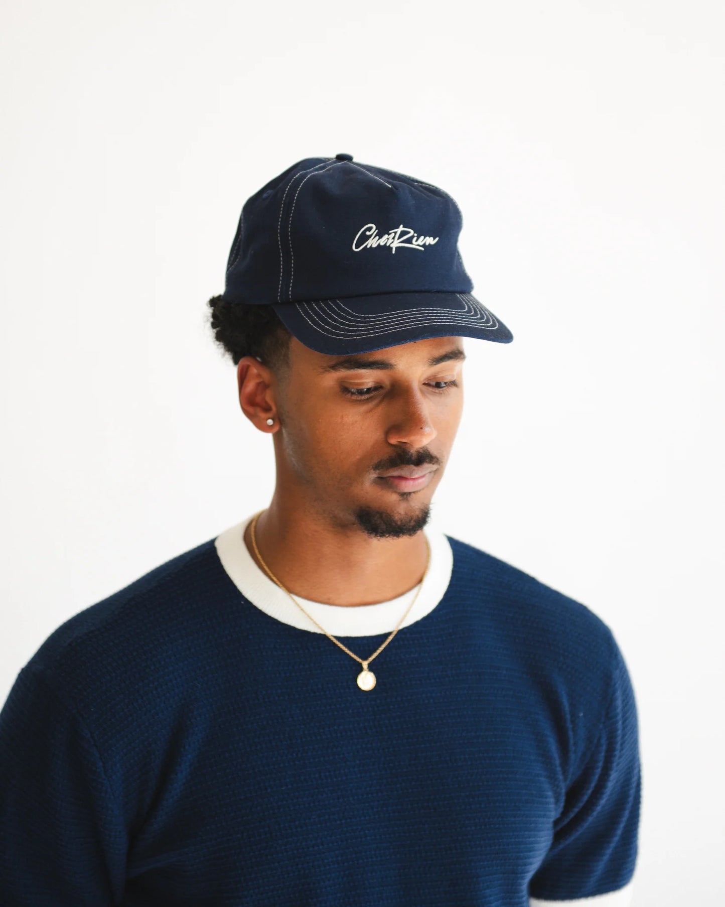 Chez Rien - Contrast Stitch Script Cap